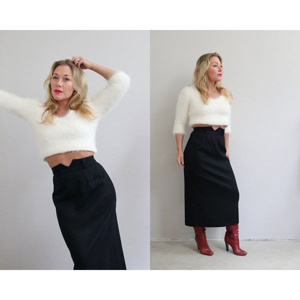 1970's Vintage Boston Classic Black Pencil Skirt // Women's Double Extra Small to Extra Small // 25" to 26" Waist // Pearl Gordon // 1940's