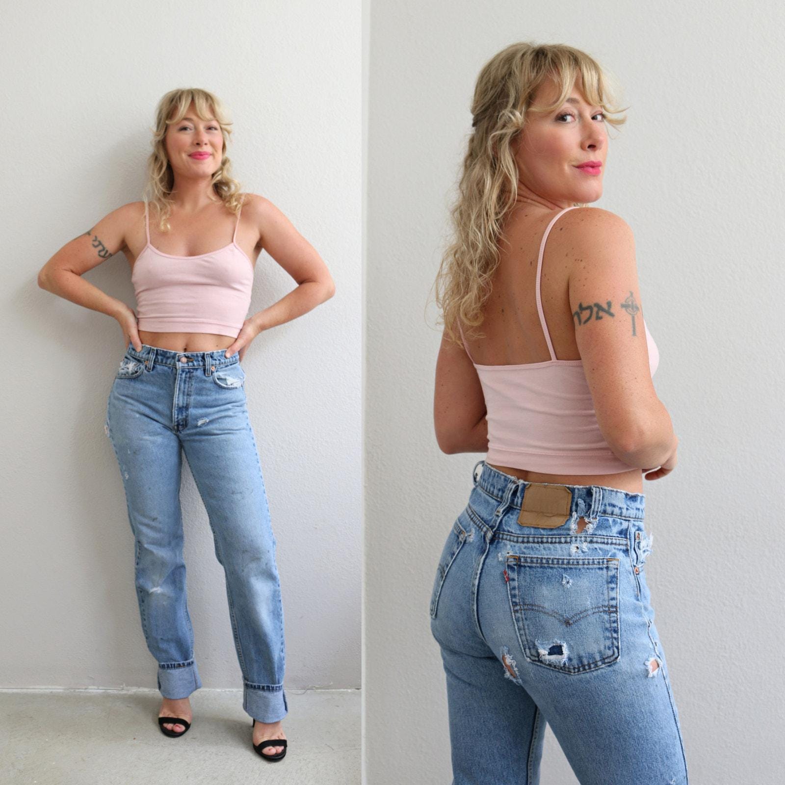 デッド 80s ビンテージリーバイス 505 デニムパンツ ハチマル レディース 1980年代 ヴィンテージ リーバイス 505 穴あき＆ダメージ加工 ジーンズ