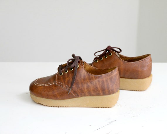 Deadstock, 1970s Brown Leather Oxfords // Little … - image 8