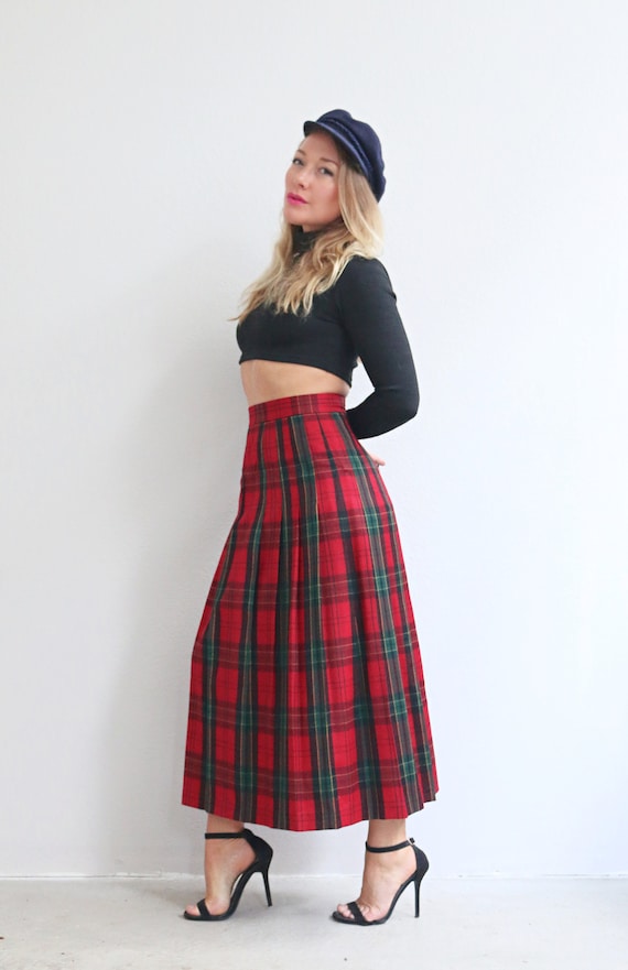 1980's Allen Lolly English Wool Plaid Skirt // Wo… - image 4