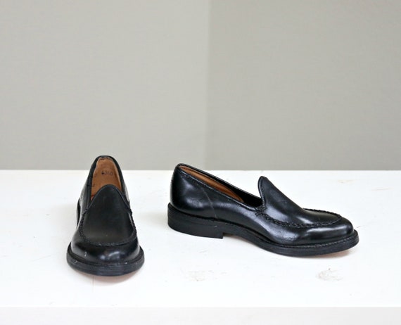 Deadstock, 1950's Glossy Black Slip On Shoes // K… - image 5
