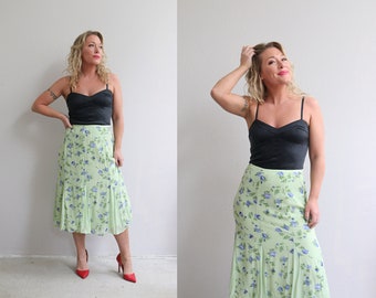 1990's Vintage April Cornell Spring Florals Skirt // Women's Size Medium to Large // 32" Waist // Summer // Midi Length // Country Cottage