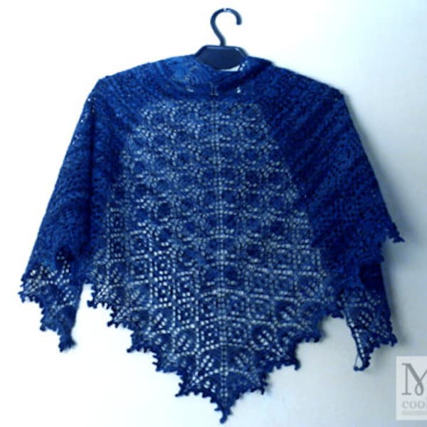 PATTERN ONLY - Melange lace knitted estonian triangle shawl