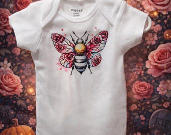 Spooky Floral Bee Baby Onesie – Gothic Garden Style
