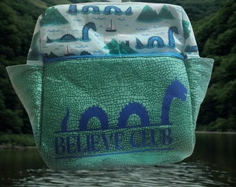 Handmade Nessie Bookbag | Loch Ness Monster Backpack | Whimsical Lake Creature Design | Unique Handmade Bag