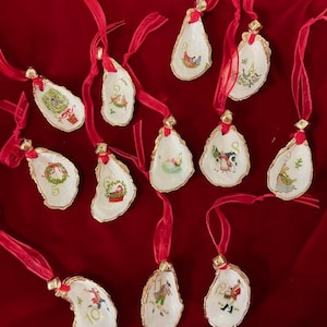 Oyster shell ring dish, oyster shell trinket, oyster shell ornament, nutcrackers, 12 days of Christmas, Christmas gift, hostess gift