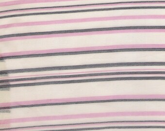 VINTAGE Weiß/Schwarz/Rosa Gestreift Matte Organza Stoff. 1 Yard x 111 cm breit.