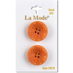 Botão laranja 7/8". La Mode. 2 botões por cartão.