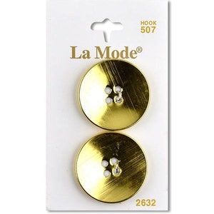 Botão Satin Gold 1 1/8". La Mode. 2 botões por cartão.