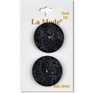 Black Grey 1 1/8" button. La Mode. 2 buttons a card.