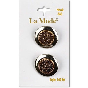 Botão dourado 7/8". La Mode. 2 botões por cartão.