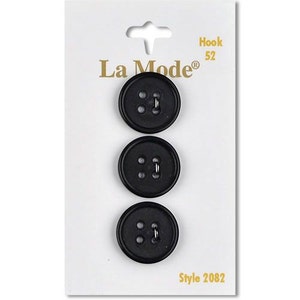 Botão preto 3/4". La Mode. 3 botões por cartão.