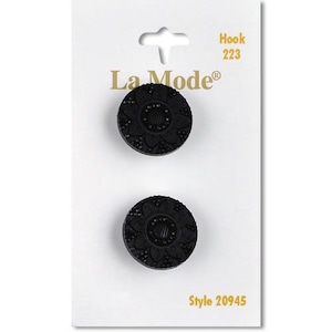 Botão preto 3/4". La Mode. 2 botões por cartão.