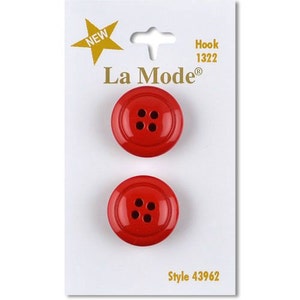 Botão vermelho 3/4". La Mode. 2 botões por cartão.