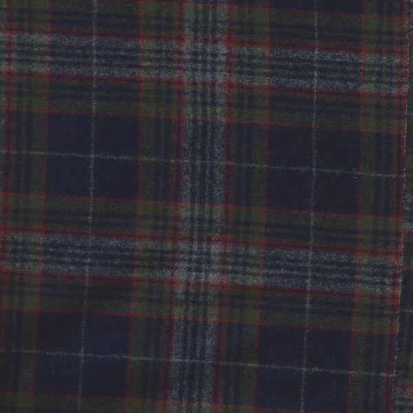 PENDLETON Navy/Green/Red/Grey Wool Flannel Fabric. 59"wide. 1 yard