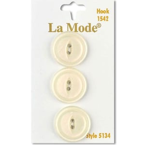 Botão branco 3/4". La Mode. 3 botões por cartão.