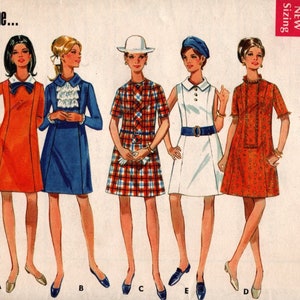 1969 VINTAGE BUTTERICK PATTERN 5022. Factory Folded. Dress. Size 10 Bust 32.5