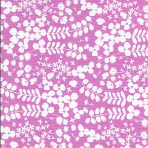 Pink with White Flowers Lightweight Cotton Fabric. 58&quot; wide. Made in France.