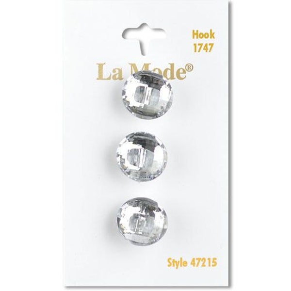 Crystal 5/8" button. La Mode. 3 buttons a card.