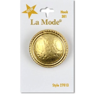 Botão Matte Gold 1 3/8". La Mode. 1 botão por cartão.