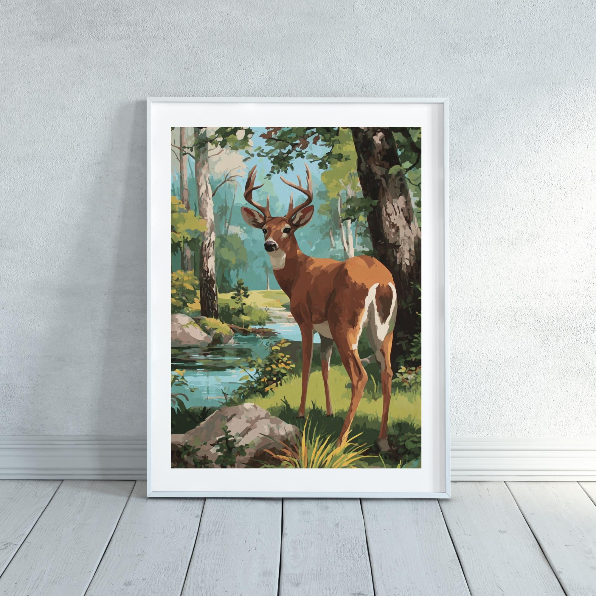 Deer Stag Painting Wall Art Print Your Own Artwork Instant Download - Etsy
