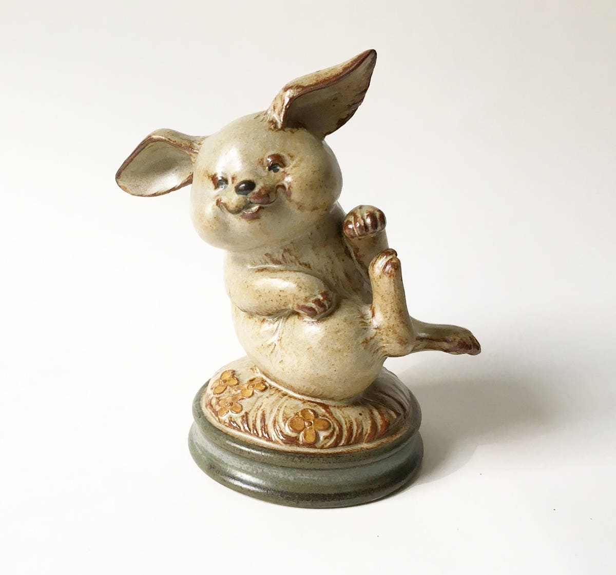 Bunny figurine Rabbit Pottery UCTCI Japan Happy Rabbit Etsy