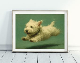 Dog With Zoomies Painting Printable Artwork Instant Download