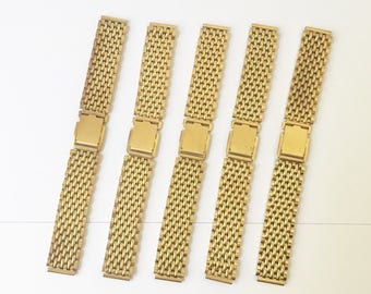 Wristwatch Bands Watch Bands Gold NOS Stainless Steel Lot of 5 1970s 18mm