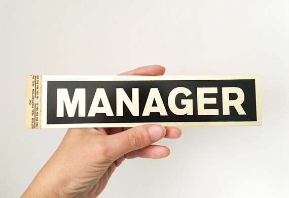 Manager Sign Store Sign Door Sign Sticky Sign Store Fixture Adhesive Sign Metal Sign Vintage Sign Nos