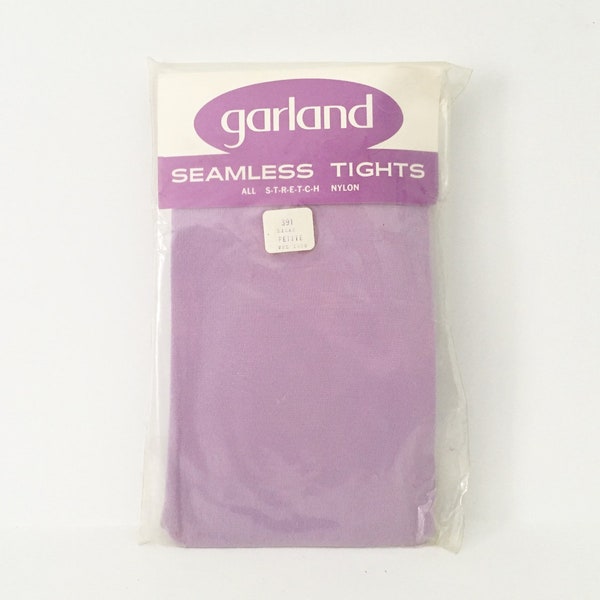 Vintage Women's Tights Purple New Old Stock Garland Petite Seamless Costume 1970s