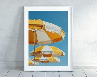 Beach Yellow Umbrellas Printable Painting Art Print your Own artwork