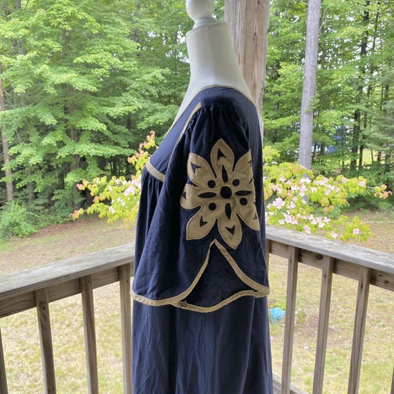 Peasant Dress Size M Applique Tiered Blue Boho - image 9