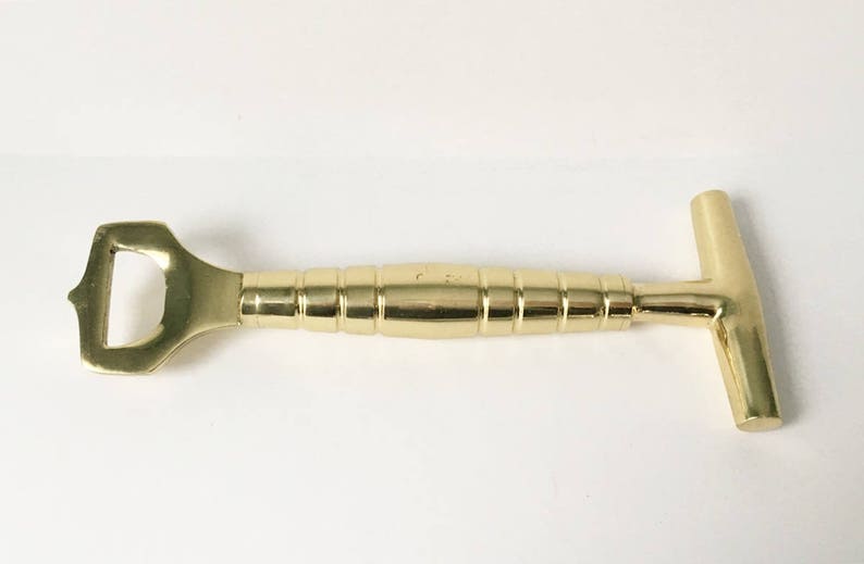 Brass Bottle Opener Cork Screw New Old stock unused Gold Kitchen Gadgets wine bottle opener