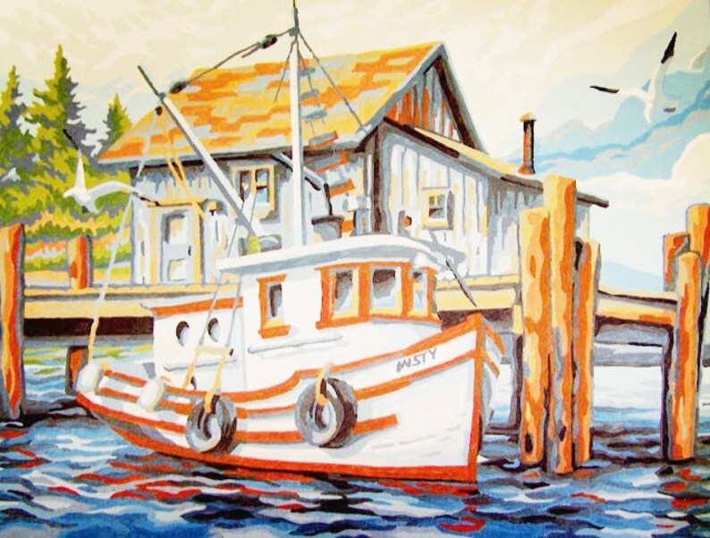 Digital Download Boat Paint by Number Painting Print Your Own Etsy