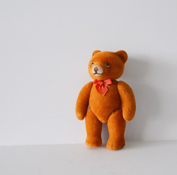 Flocked Teddy Bear Jointed Bear Small Bear Fuzzy Bear Velvet Etsy