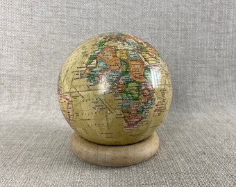 Decorative Globe Desk Ivory 4" With Wood Ring Base