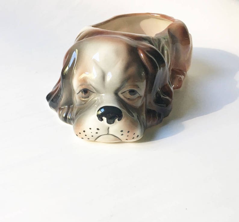 Dog Planter Ceramic Dog Planter Vintage dog Collectible dog Brown dog