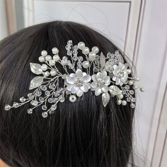 Bridal Crystal Hair Comb ,pearl Floral Wedding Hairpin  display picture 1