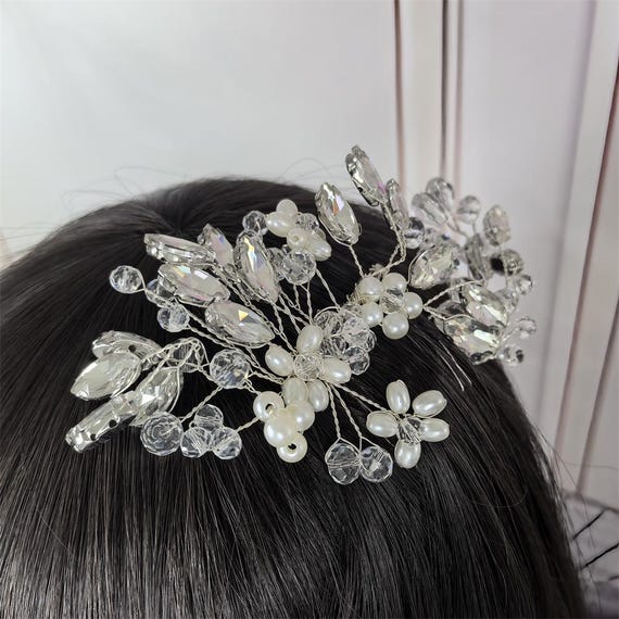 Pearl Crystal Wedding Hair Comb,bridal Hair Jewelry With  display picture 2