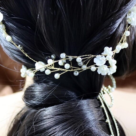 Bridal Hair Piece ,wedding Flower Crown, Handmade Pearl  display picture 1