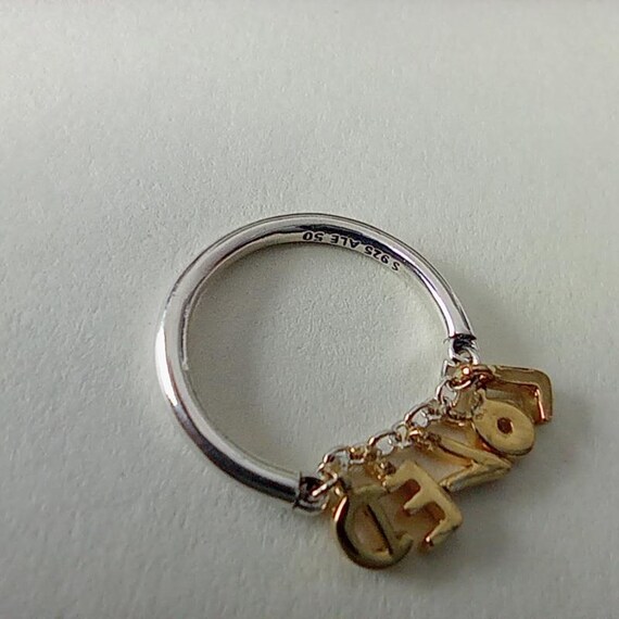Pandora Loved Script Ring Etsy