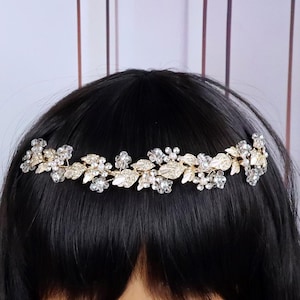 wedding headband Gold Bridal headband Crystal hair band Wedding hair jewelry Bridal tiara crown Wedding head band , Bridesmaid Hair Piece