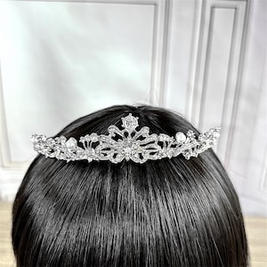 Minimalist Bridal Tiara, Alloy Rhinestone Crown Headband, Princess Wedding Hair Accessory for Bride, Simple Cryst, Bridesmaid Hair Piece
