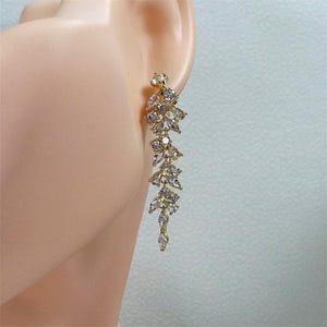 Long Wedding Earrings Silver Bridal Earrings Bridal Jewellery UK Earrings for Wedding Bridesmaid Jewellery Cubic Zirconia Crystal Earrings