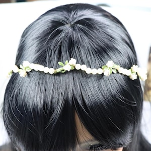 Lily of the Valley Headband - Floral Wave Design with Delicate White Blooms,Wedding Day Hairband, Bridesmaid gift