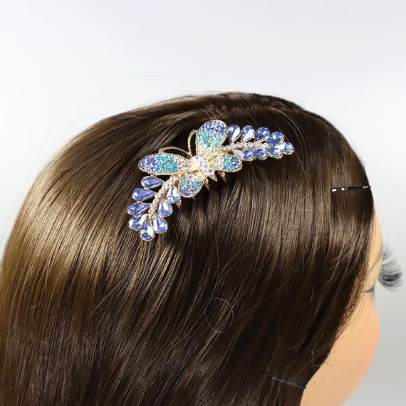 Bridal Crystal Butterfly Hair Comb, Wedding Hairpin ,pearl  display picture 3