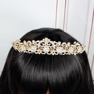 wedding headband Gold Bridal headband Crystal hair band Wedding hair jewelry Bridal tiara crown Wedding head band, Bridesmaid Hair Piece