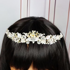 wedding headband Gold Bridal headband Crystal hair band Wedding hair jewelry Bridal tiara crown ,Wedding Accessories, Bridesmaid Hair Piece