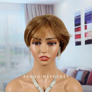 Brown wig ,Dark Brown Pixie Cut Wig Synthetic Heat Resistant Wig, short straight wig ，cosplay wig