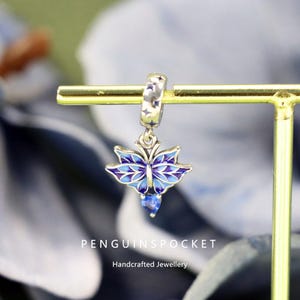 925 Silver Blue Butterfly Pendant Bead DIY Jewelry Bracelet Necklace Charm Fit Pandora